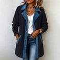 thumbnail image 7 of WAGUTH Women's Corduroy Denim Patchwork Jacket Lapel Collar Button Down Casual Mid Length Coat with Pockets for Fall Winter Daily Wear, 7 of 7