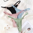 thumbnail image 2 of Tanga Sexy de algodón para mujer, bragas de cintura baja, ropa interior lisa a rayas, lencería íntima cómoda, 3 piezas, 2 of 5