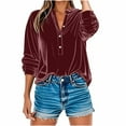 thumbnail image 2 of Horkkom Button Down Shirts for Women V Neck Pullover Long Sleeve Tops Winter Fall Corduroy Casual Tops XL, 2 of 6