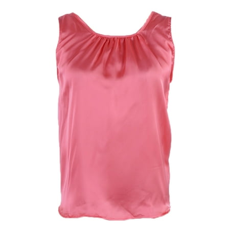 Pleated Bow - S/M Fit Low V Bow Tie Back Knife Pleated Neckline Satin Top