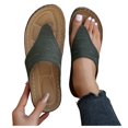 thumbnail image 3 of BYHONG Women's Bohemian Wedge Sandals - Thick Sole One Foot Thong Sandals for Women, Fashionable & Comfortable Army Green 7.5, 3 of 8