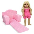 thumbnail image 2 of Sophia's 2-in-1 Plush Polka Dot Pull-Out Sleeper Chair Converts to Single Bed for 18'' Dolls, Light Pink, 2 of 4