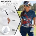 thumbnail image 6 of Aplkyhs 250th Anniversary Flower Women's Golf Shirt Quarter Zip Women Sport Cloth 4-Way Stretch Moisture Wicking Quick Dry for Golf,Tennis,Hiking,Running,Gym Lightweight, 6 of 7