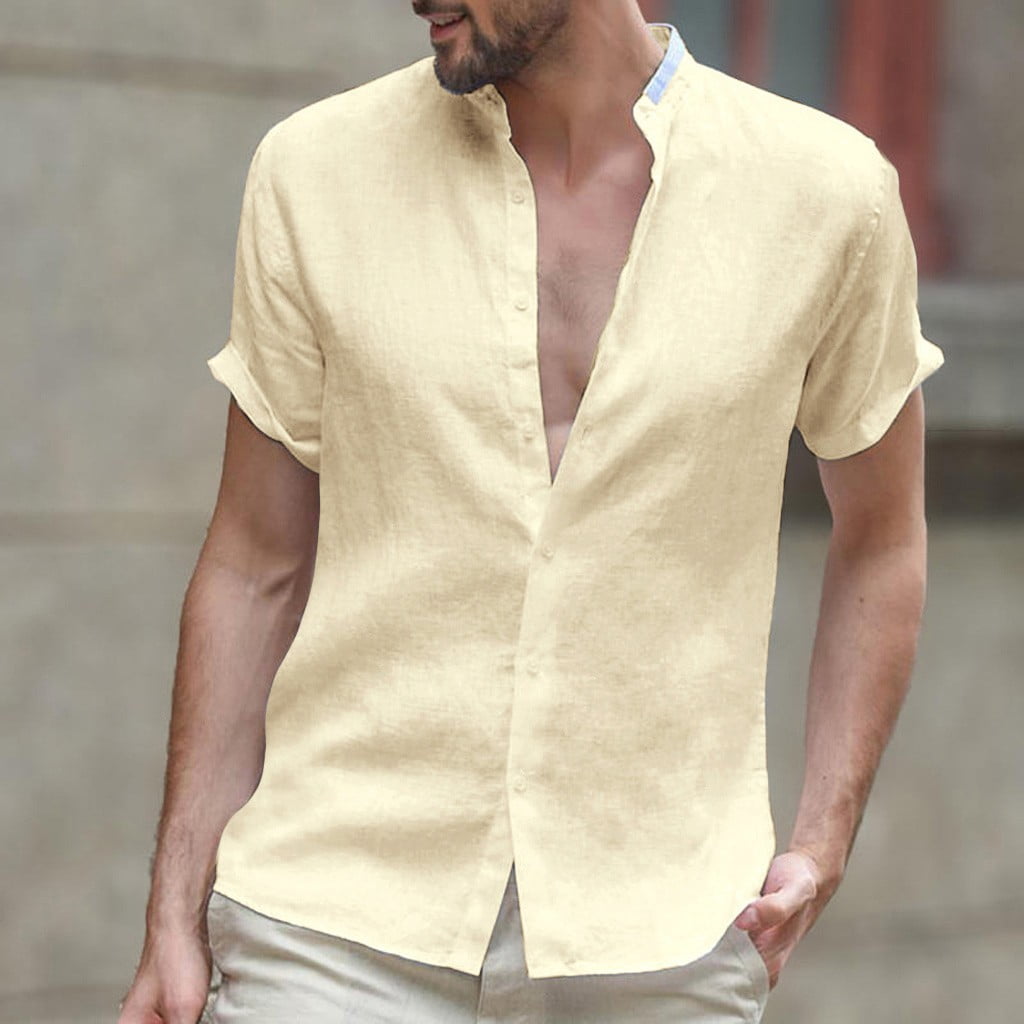 Men's Baggy Cotton Linen Soid V Neck Short Sleeve Retro T-Shirts Tops Blouse Men's Baggy Cotton Linen Soid V Neck Short Sleeve Retro T-Shirts Tops Blouse