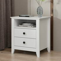 WIAWG Nightstand with 2 Drawers & 1 Open Shelf, Minimalist and Modern Bedside Table Sofa End Side Table,White