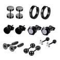thumbnail image 4 of Juego de de 14 piezas, joyería de perforación múltiple, bola plana pequeña minimalista 8 mm negro Yuyangstore Aretes, 4 of 8