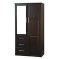 thumbnail image 3 of Palace Imports 100% Solid Wood Metro 2-Door Wardrobe with Mirrored Door, Java Espresso, 3 of 6