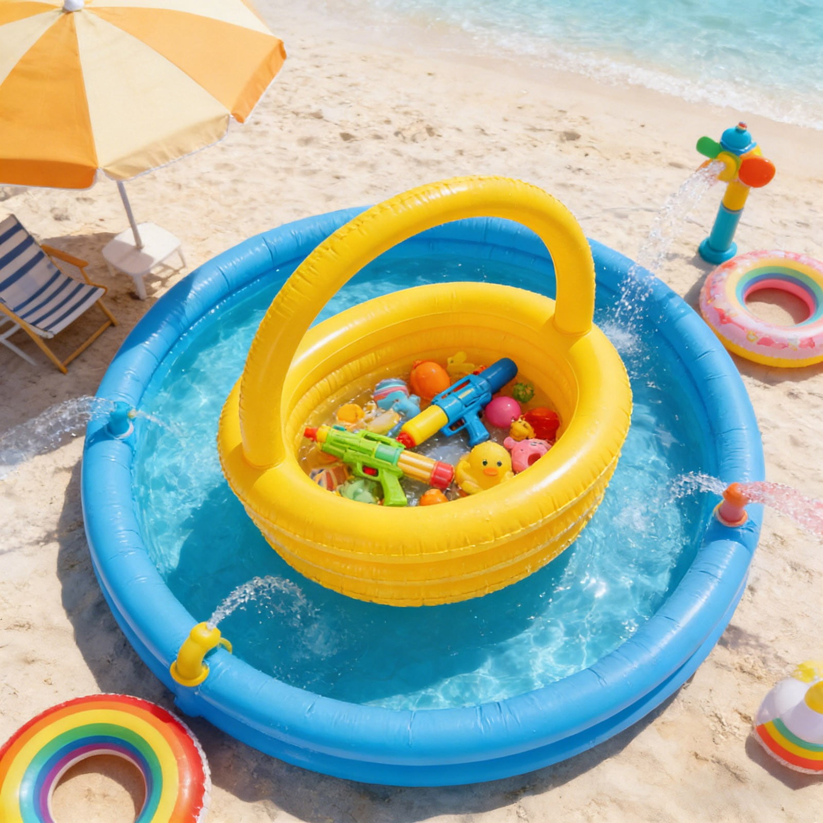 Inflatable Easter Basket, Large Easter Egg Container, Floating Party Ice Bucket for Indoor Outdoor Easter Decor