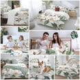thumbnail image 5 of 3 Piece White Floral Duvet Cover Set Queen Size,Microfiber Comforter/Quilt Cover with Corner Ties and 2 Pillowcases,Botanical Magnolia Flower Leaves Butterfly All Season Bedding with Zipper Closure, 5 of 8