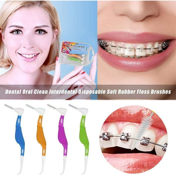Cepillo interdental, cepillo interdental de ortodoncia Mini cepillo con palillo de dientes, herramienta de limpieza de dientes Cepillos interdentales entre dientes (1set, Multico