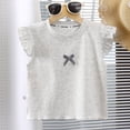 thumbnail image 2 of Splozh Girls Short Sleeve T Shirts 0-10 Years Crew Neck Flying Sleeve Casual Loose Summer Kids Tops,Grey,18-24 Months, 2 of 6