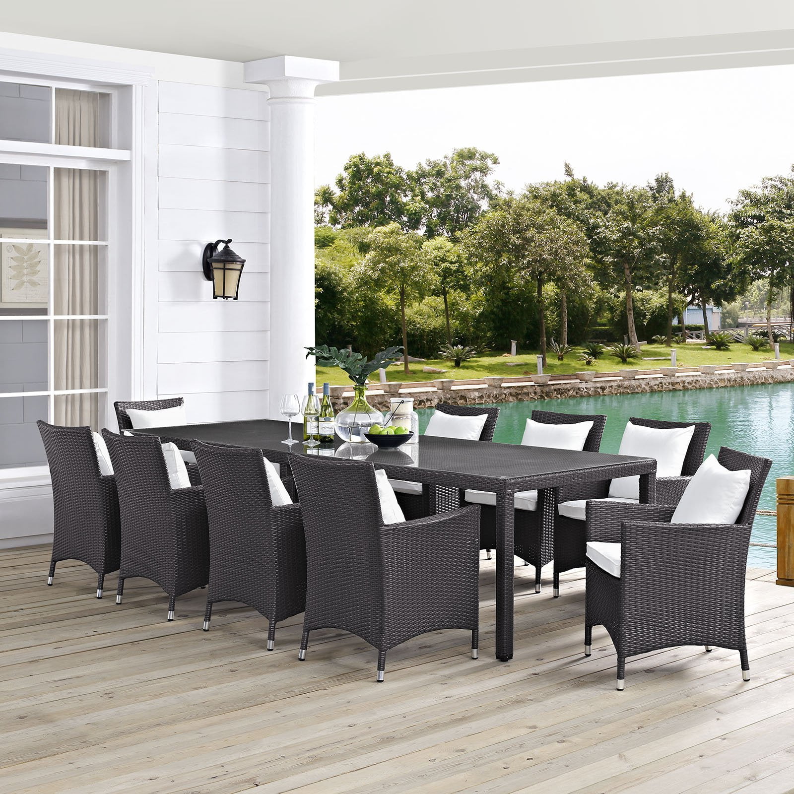 Modway Convene 11 Piece Outdoor Patio Dining Set Multiple Colors Modway Convene 11 Piece Outdoor Patio Dining Set Multiple Colors