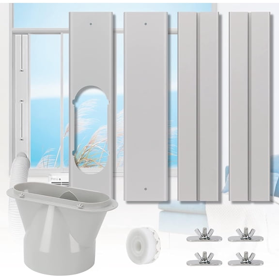 Portable Air Conditioner Window Kit, Adjustable Vertical/Horizontal Sliding Window Vent Kit Plate for AC Unit, AC Window Seal Suitable for 5.1” AC Exhaust Hose
