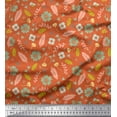 thumbnail image 1 of Soimoi Orange Cotton Voile Fabric Leaves & Flower Printed Craft Fabric by the Yard 42 Inch Wide, 1 of 3