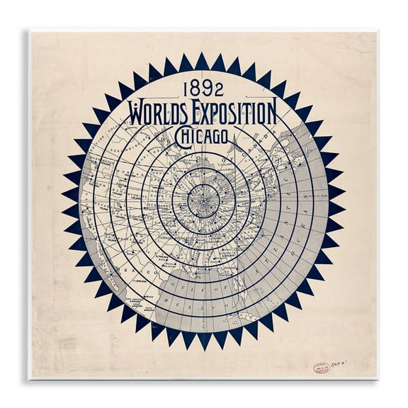 Stupell Industries Vintage Worlds Exposition Advertisements Painting Unframed Art Print Wall Art, 12 x 12