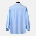 thumbnail image 4 of Deals Solid Color Cotton Linen Shirts for Men Long Sleeve Button Down Blouse with Pockets Stand Collar Casual Loose-Fit Tops, 4 of 7