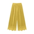 thumbnail image 4 of Lmueinov 2026 Women's Drawstring Elastic High Waist Velvet Wide Leg Pants, Lace Scalloped Hem Loose Casual Trousers with Side Pockets Autumn Winter S-3XL, 4 of 7