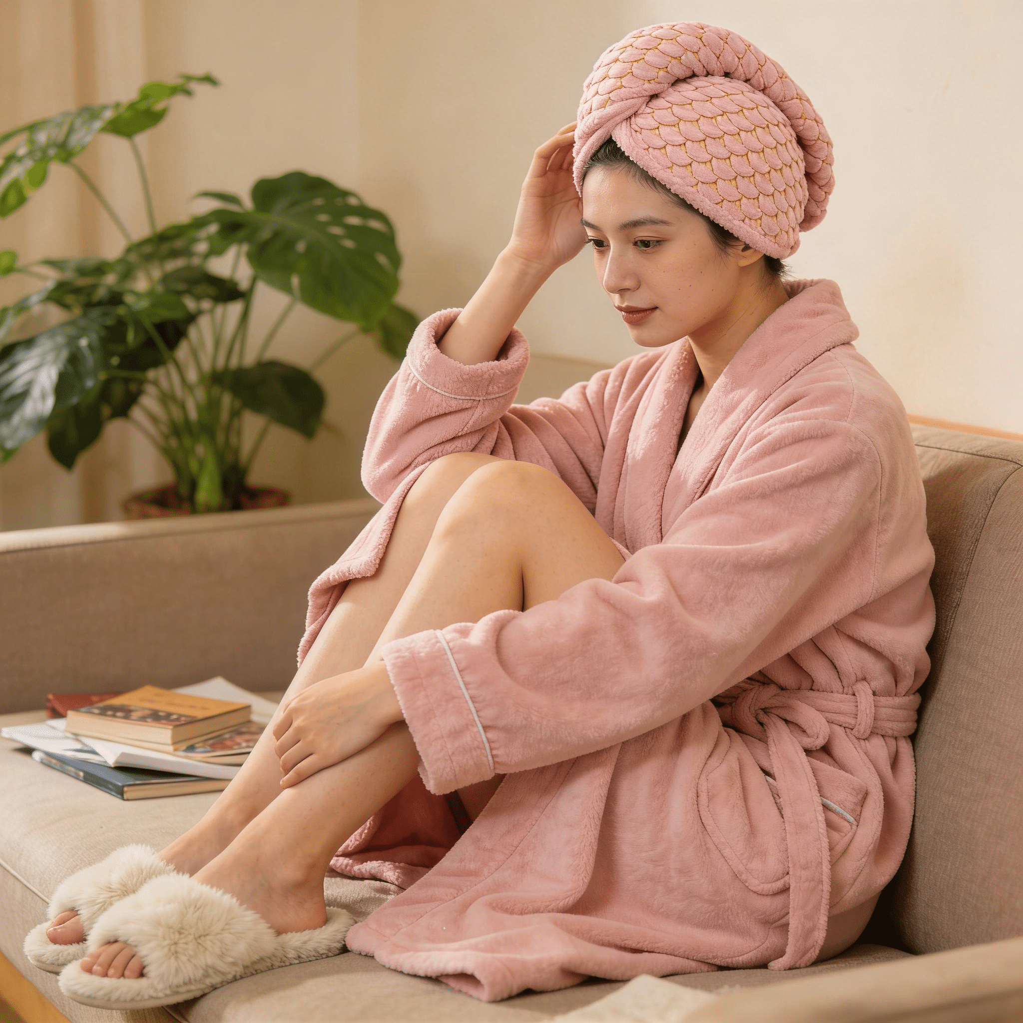 TELOLY 2026 New Shower Cap Soft Shower Cap for Women Comfortable Sleeping Bonnets for Women Lotus Pink for Showering Sleeping Hair Protection Travel Spa