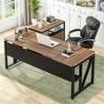 thumbnail image 2 of 63" L Shaped Executive Desk with Drawer Cabinet, Computer Desk and Lateral File Cabinet, 2 Piece Home Office Furniture, 2 of 5