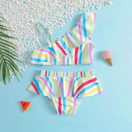 

Miluxas Clearance Toddler Kids Baby Girls Cute Leopard Flowers Print Ruffles Bikini Swimsuit Set Multicolor 18-24Months