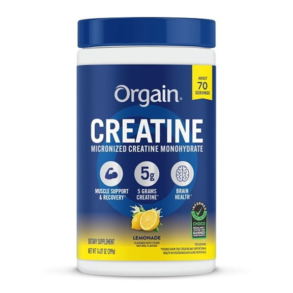 Orgain Creatine Monohydrate Micronized Powder, Lemonade, 70 Servings, 14.07oz