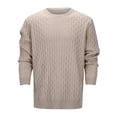 thumbnail image 3 of Sweaters for Men Knit Tops Blouse Men Classic V-Neck Long Sleeve Cable Thickened Thermal Knit Pullover Fall Winter Base Sweater, 3 of 9