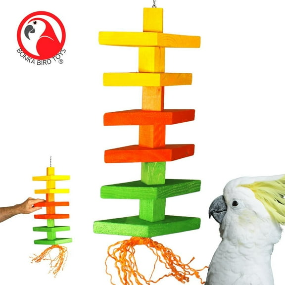 Bonka Bird Toys 1852 Huge Diamond Delight Wood Block Chew Cage Toy