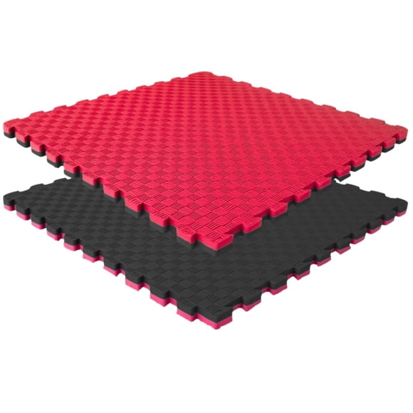 Piso Tatami 7m² 7pz Artes Marciales Gym Foamy 100x100x2cm Rojo/Negro