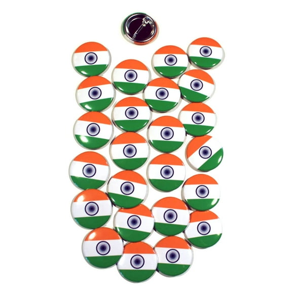 India Flag Pinback Buttons - 1.5 Inch Round - 25 Pack