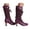 a-Purple, variant on Womens Victorian Lace Mid Calf Boots Retro Leather Trims Lace Up Kitten Heel Boots Ladies Round Toe Winter Festival Boot Shoes Beige 6