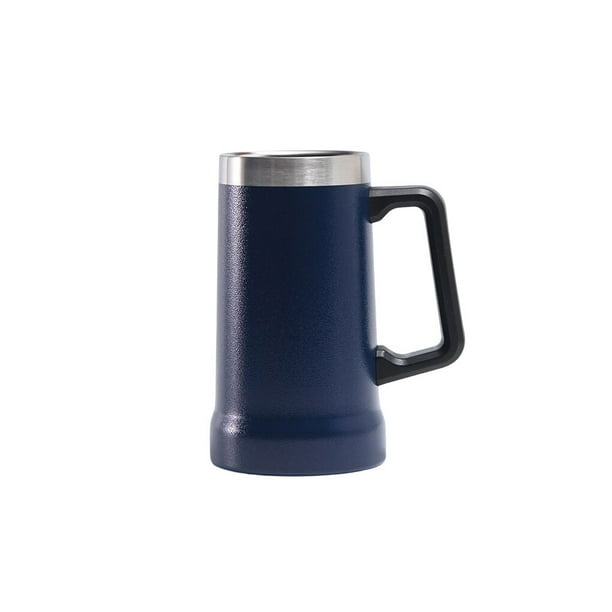 Matsuzay Taza de vacío de acero inoxidable, portátil, con mango, boca grande, reutilizable, aislamiento térmico, 709ml, frasco de repuesto Suministros térmicos Azul oscuro