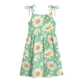 thumbnail image 6 of Girls' Dress 3-12Y Spaghetti Strap Round Neck Floral Print Polyester for Daily Casual Wear Green 3-4 Years, 6 of 9