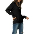 thumbnail image 4 of INSPIRE CHIC Women's Long Sleeve V Neck Button Down Ribbed Knit Casual Pullover Sweater Top S Black, 4 of 6