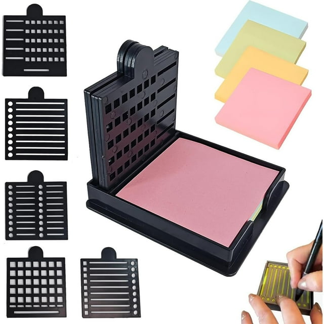 Boovnll Kit d'Outils, Gabarit de Note avec Cinq Gabarits Adapté pour Notes 3X3 Pouces pour Listes de Tâches Maison Bureau Réutilisable, Ensemble d'Outils, Essentiels pour la Maison, Essentiels pour la Maison
