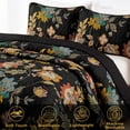 thumbnail image 3 of Dintszyayue 3Pcs Floral Quilt Set King,Black Botanical Soft Bedspread Lightweight Coverlet Set Adult(90"X110"), 3 of 7