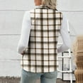 thumbnail image 4 of Gpaecead Women's Plaid Sleeveless Vest - Warm Fleece Winter Warm Gilet Brown, 4 of 9