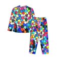 thumbnail image 2 of Bingfone Womens Pajama Sets Colorful Tie Dye Stained Glass 2 Print,Long Sleeve Loungewear Pajamas Set-Large, 2 of 9