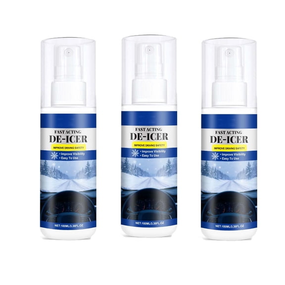 Lunxisen 3 Pcs Des Icer Spray Deicer for Car Windshield Fast Thawing Anti Freeze Windshield Washer Fluid for Winter Driving Ice Removal Solution(100ml)