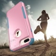 thumbnail image 4 of Defender Case Compatible with iPhone 7 Plus/ iPhone 8 Plus Case, Hybrid Heavy Duty Military Grade Full-Body Drop Shockproof Dustproof 3-Layers Rugged Protective Phone Cover, Pink+Blue, 4 of 7