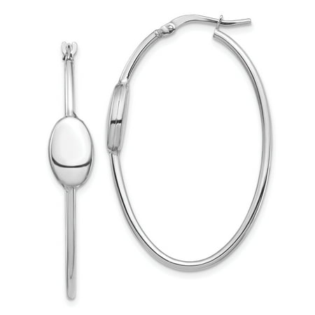 Primal Gold 14 Karat White Gold Polished Fancy Oval Hoop Earrings
