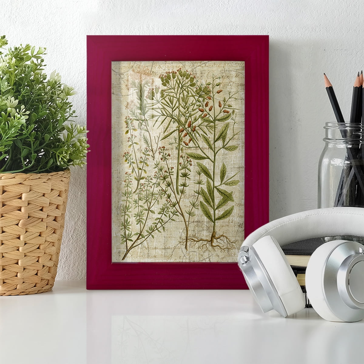 Garden Verses I -Framed Print w/glass-Cherry Red