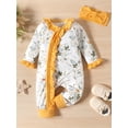 thumbnail image 2 of Bagilaanoe Newborn Baby Girl Fall Jumpsuits Flower Print Long Sleeve Bodysuits + Headband 6M 12M 18M 24M Infant Zipper One Piece Rompers, 2 of 8