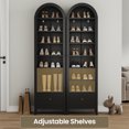 thumbnail image 5 of Arched Cabinet, 71" Tall Kitchen Pantry Cabinet, 8 Tiers Arched storage Cabinet with Doors and Shelves, Bookcase for Entryway, Hallway, Living Room, Black, 5 of 8