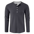 thumbnail image 6 of Inglocry Men's Waffle Henley Shirts Crewneck Lightweight Sweater Long Sleeve Causal Knitted Pullover T Shirt Navy M, 6 of 8