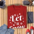 thumbnail image 2 of Veracco Let It Snow Christmas T-Shirt for Women - Funny Xmas Gifts Ugly Costumes | Cool Graphic Tee (Red), 2 of 2