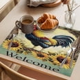 thumbnail image 3 of Retro Rooster Placemats Set of 6 Sunflower Watercolor Animals Place Mats Indoor Wipeable Table Mats Washable Cloth Dining Table Placemats for Kitchen Holiday Party Home Decor 13x19 Inch, 3 of 9
