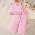 thumbnail image 6 of ITSAME Girls Outfit 2-Piece, Floral Embroidery Ruffle Tank Top and Loose Pants Summer Fashion Casual Set Pink Size 2-3T, 6 of 9