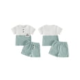 thumbnail image 2 of BemeyourBBs Toddler Baby Boy Little Brother Outfit Infant Baby Boys Summer Clothes Casual Lil Bro Letter Embroidered Waffled Short Sleeve Shirt Tops and Pockets Shorts 2 Pcs Set, 2 of 9