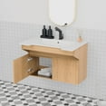 thumbnail image 4 of GGISHA Floating Bathroom Vanity with Sink,Wall-Mount Stone Resin,Wood Cabinet Ada Compliant,Modern Hand Support for Seniors, Handicap, 4 of 7