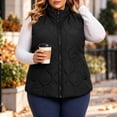 thumbnail image 2 of Cmfcve Womens Plus Size Quilted Vest Stand Collar Sleeveless Puffer Jacket Full Zip Fall Winter Casual Layering Outerwear, 2 of 5